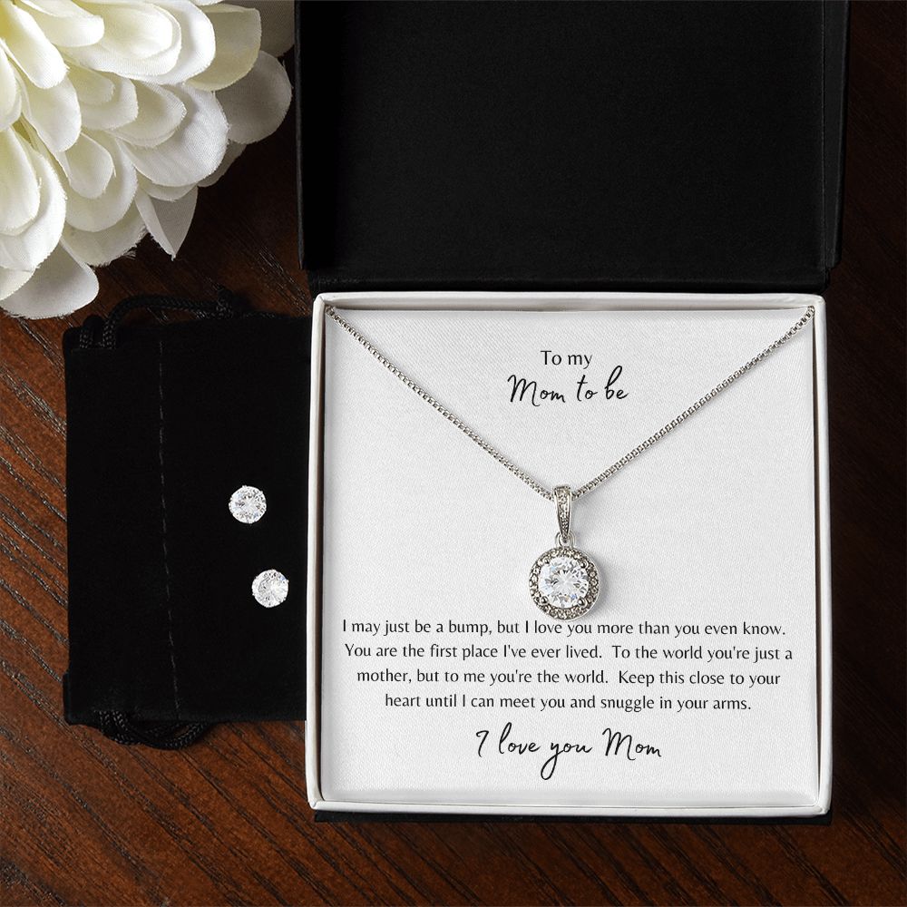 To My Mom To Be Eternal Hope Necklace with Earrings