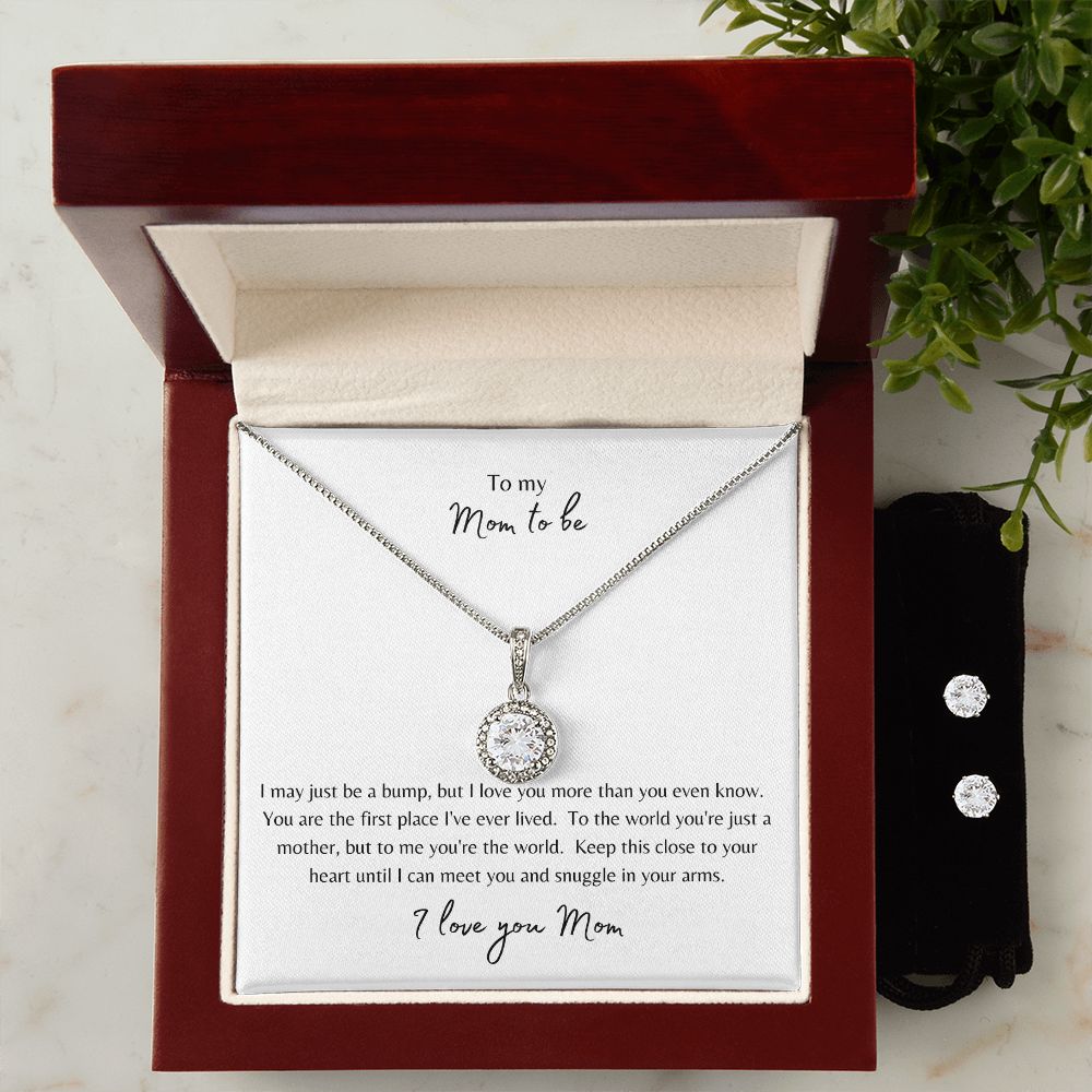 To My Mom To Be Eternal Hope Necklace with Earrings