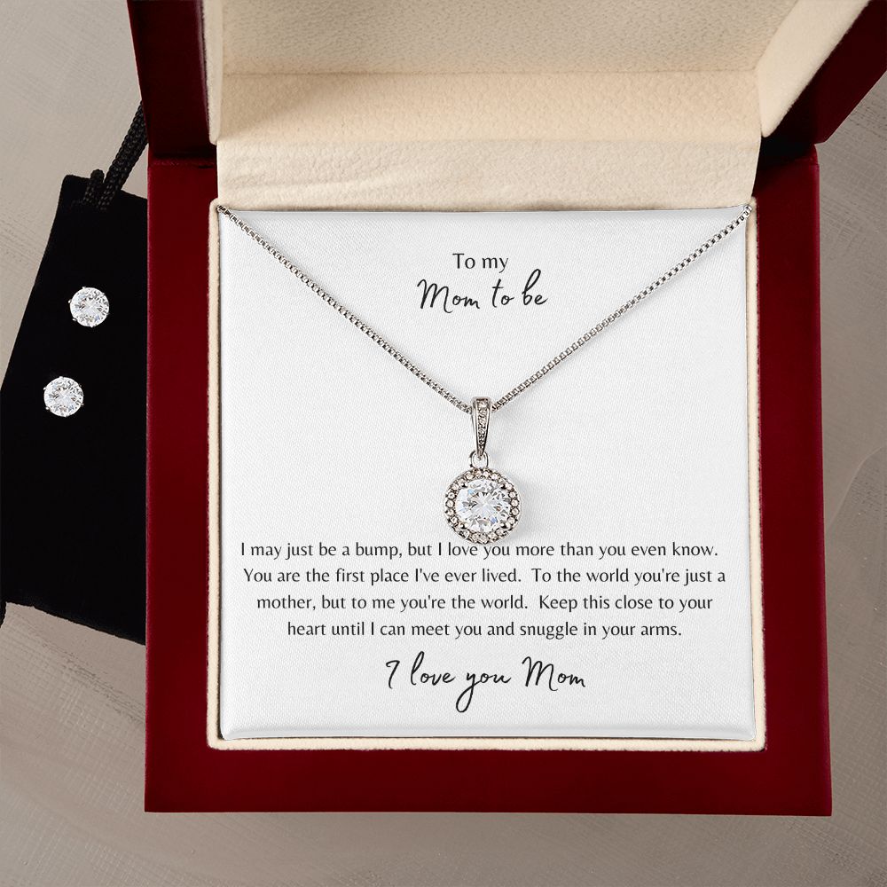 To My Mom To Be Eternal Hope Necklace with Earrings