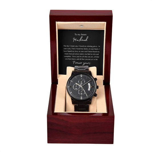 To My Future Husband Black Chronograph Watch