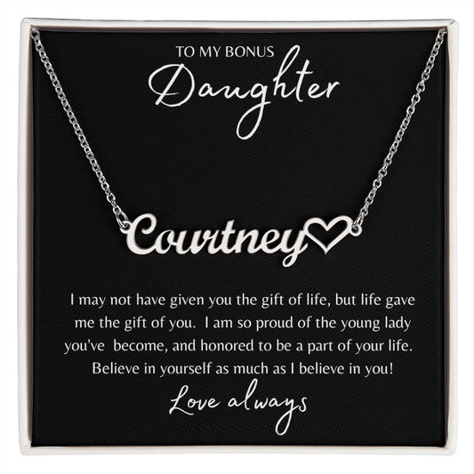 Name Necklace with Heart for Bonus Daughter